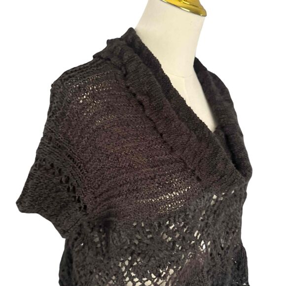 Free People Black Eternal Delight Crochet Cowl Neck Cropped Witchy Boxy Top XS - Picture 7 of 16